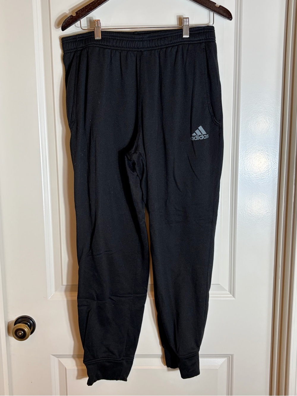 adidas Black Men's Jogger Sweatpants with Gray Logo
